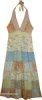 Seaside Breeze Patchwork Tiered Halter Neck Maxi Dress