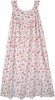 Red Poppy Floral White Sleeveless Cotton Night Dress