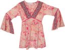 Passion Pink Short Dress with Bell Sleeves