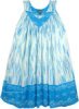 One Size Plus Umbrella Sleeveless SunDress in Blue and White