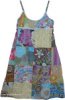 Petite Short Summer Blue Patchwork Dress 