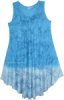 Ombre Blue Printed Sparkles Trapeze Dress
