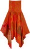Tangerine Mosaic Handkerchief Hem Cotton Dress