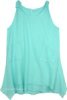 Sea Green Asymmetrical Hem Cotton Summer Tank Style Dress