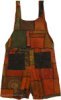 Rustic Patches Cotton Short Overall with Pockets