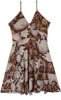 Deep Brown Peony Twist Cut-Out Mini Dress