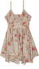 Red Rose Lace Trim Smocked Waist Mini Dress
