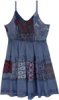 Tiered Patchwork Babydoll Dress in Stonewash Blue
