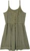Olive Thistle Lace-Up Babydoll Boho Dress