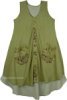 Leaf Green Double Layered Sleeveless Hippie Sundress