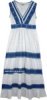 White and Blue Boho Cotton Long Summer Dress