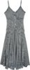 Fit and Flare Western Rodeo Long Dress in Pigeon Gray