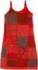 Red Night Cotton Patchwork Knee Length Hippie Dress