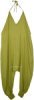 Green Glow Summer Harem Halter Jumpsuit