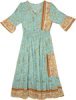 Front Lace Embroidered Stonewashed Short Dress in Denim Blue