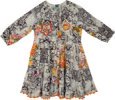 inkblot Artistic Printed and Embellished Long Sleeve Dress