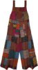 Brown Bark Patchwork Hippie Soft Cotton Overalls