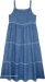 Crinkled Blue Washed Cotton Tiered Summer Dress