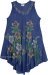 Painted Floral Beach Dress in Denim Blue