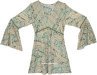 Green Paisley Short Dress with Bell Sleeves