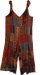Burgundy Patchwork Wide Leg Style Boho Jumpsuit