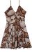 Deep Brown Peony Twist Cut-Out Mini Dress