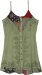Olive Green Boho Button-Front Tank Dress