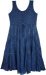 Denim Blue Rayon Long Tank Dress with Heavy Embroidery