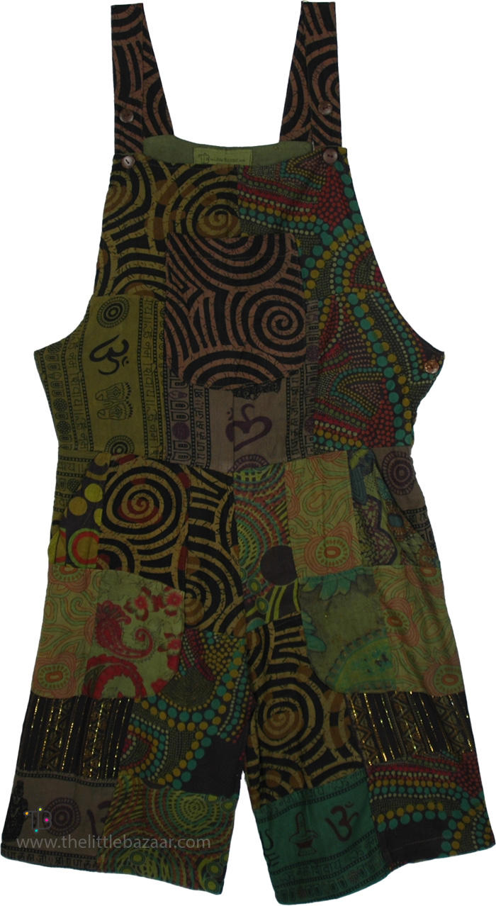 Earthy Spirals Patchwork Boho Festival Romper