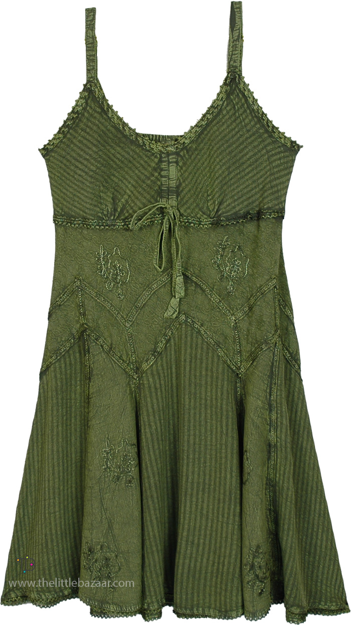 Tender Forest Green Daywear Short Sundress