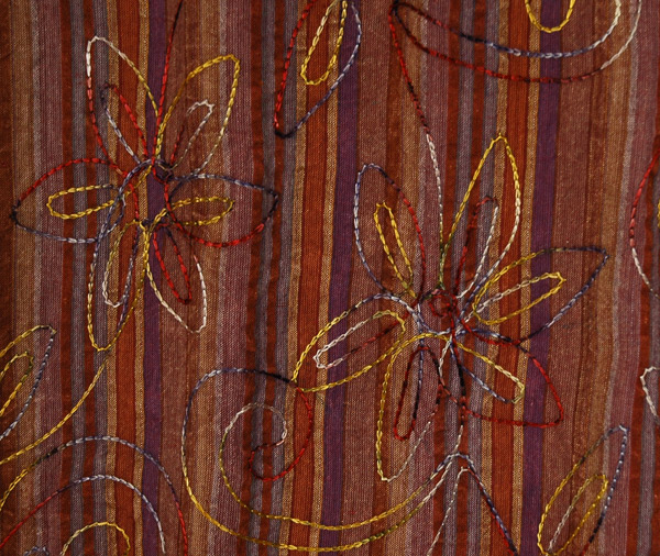Terracotta Stripes Embroidered Summer Cotton Dress