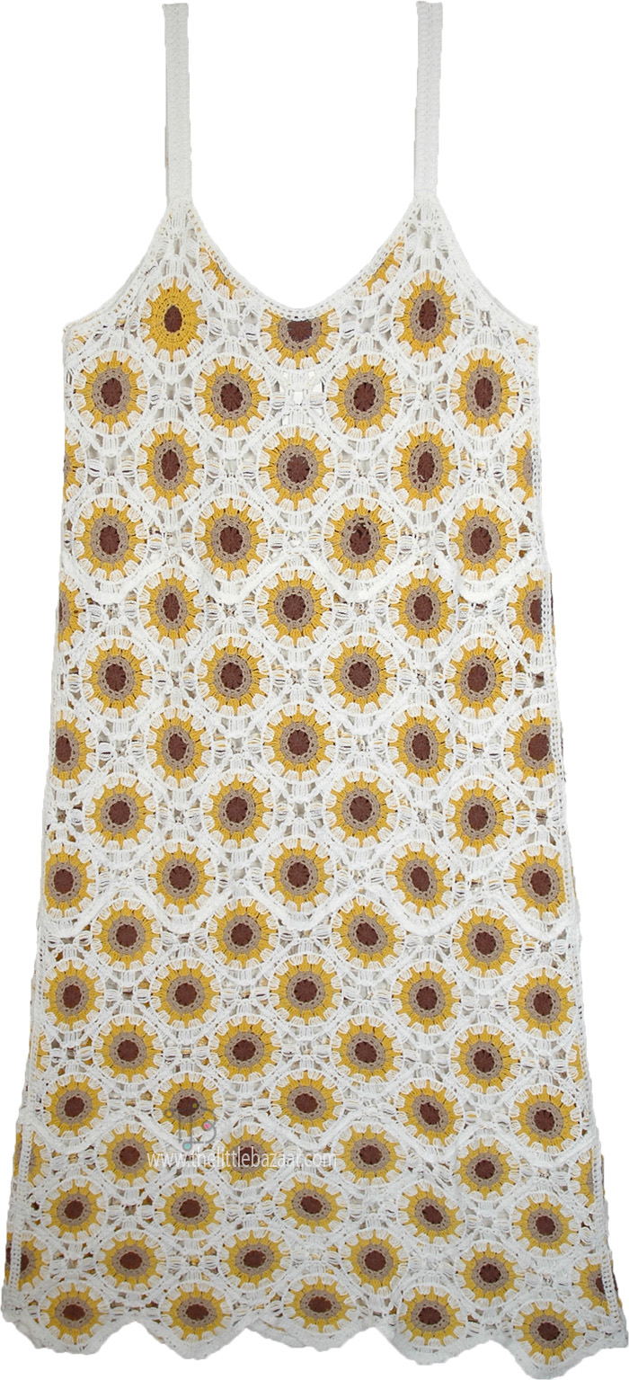 Sunflower Love Spaghetti Crochet Long Dress
