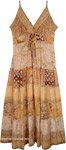 Golden Sunset Tiered Patchwork Maxi Dress