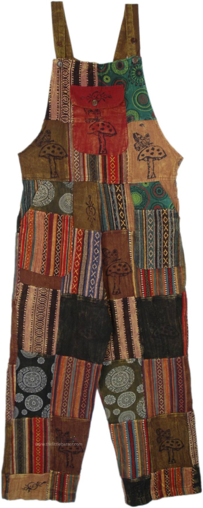 Sunray Patchwork Hippie Overall Jumpsuit