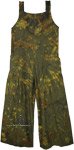 Camouflage Green Tie Dye Cotton Overalls