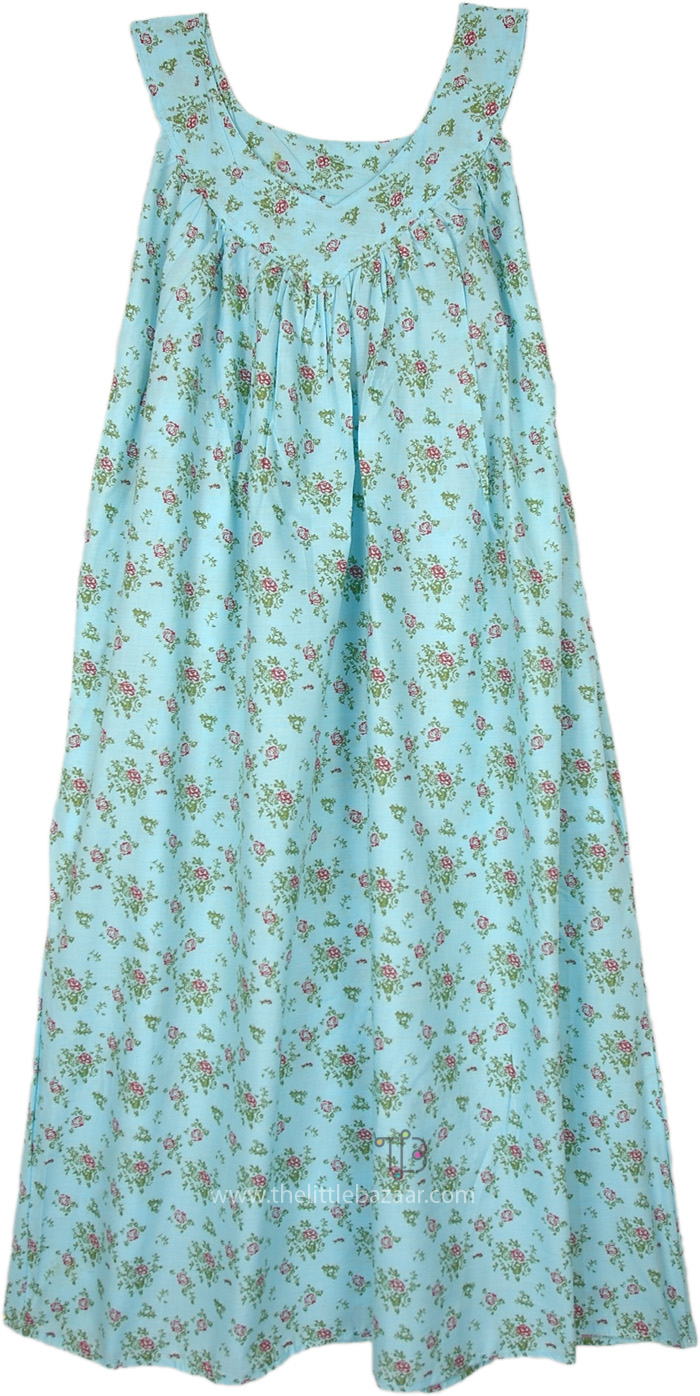 Rose Blue Cotton Everyday Summer Dress