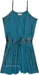 Teal Tie-Dye Rayon Summer Romper