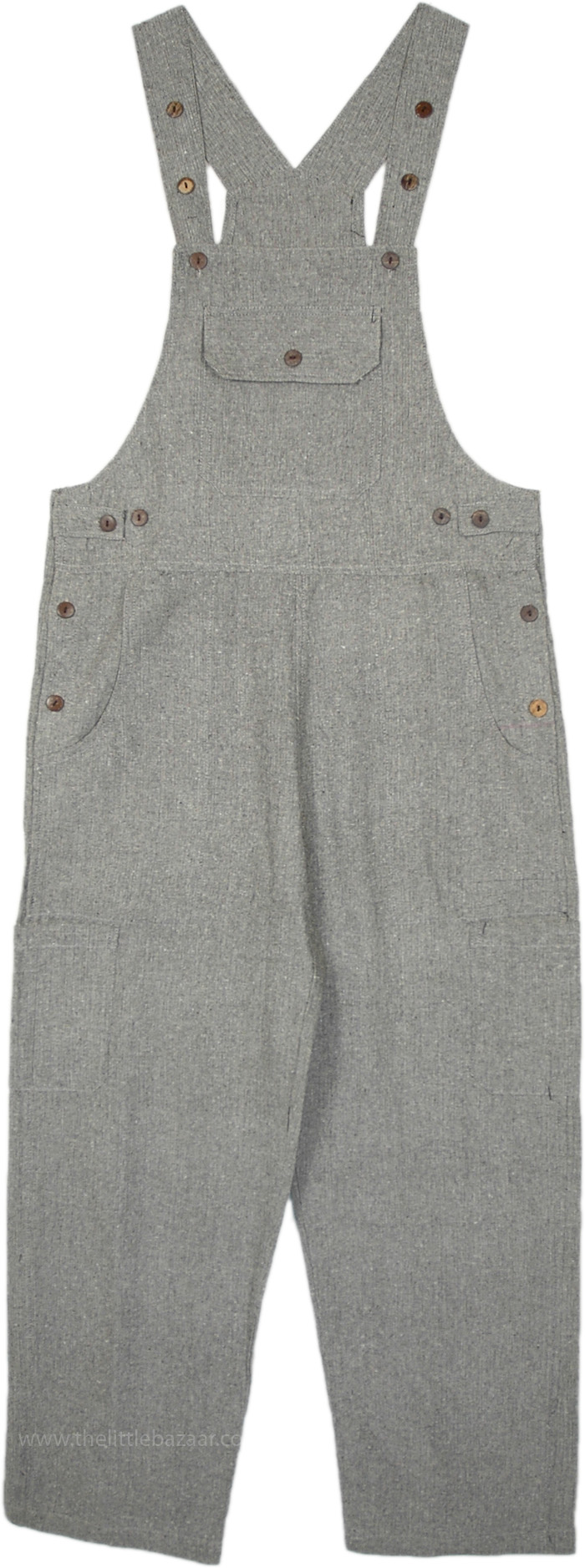 Cozy Gray Wide-Leg Boho Overalls