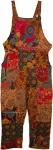 Plus Size Dusk Safari Hippie Patchwork Cotton Overalls