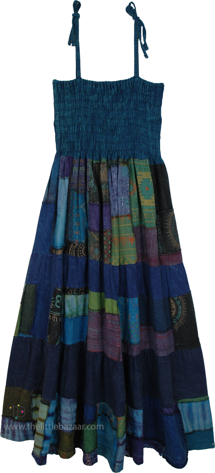 Blue Nile Boho Cotton Patchwork Long Dress Skirt
