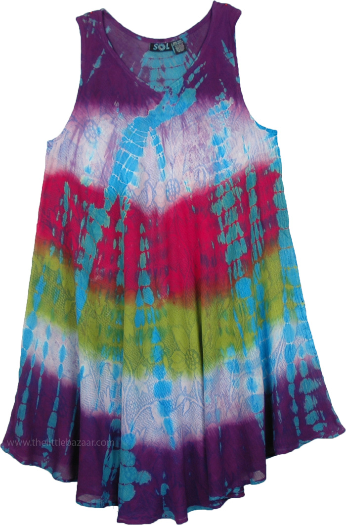 Sleeveless Dyed Sundress with Floral Back Splash | Dresses | Purple ...