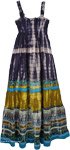 Maxi Cotton Summer Dress in Navy Printed