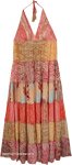 Paisley Patchwork Tiered Backless Halter Maxi Dress