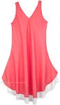 Coral White Cotton Gauze Summer Dress