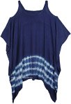 Cold Shoulder Tie Dye Summer Dress in Navy Blue