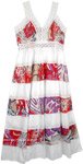 Tiered Printed Long Cotton White Dress