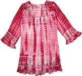 Gypsy Rose Crochet Tie Dye Tunic Top Long Shirt