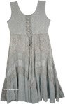 Silver Gray Long Peasant Tiered Dress