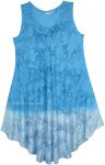 Ombre Blue Printed Sparkles Trapeze Dress