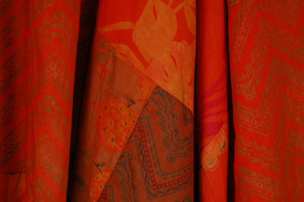 Tangerine Mosaic Handkerchief Hem Cotton Dress